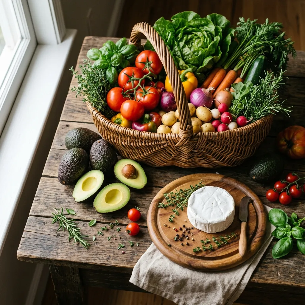 Paltas y verduras frescas